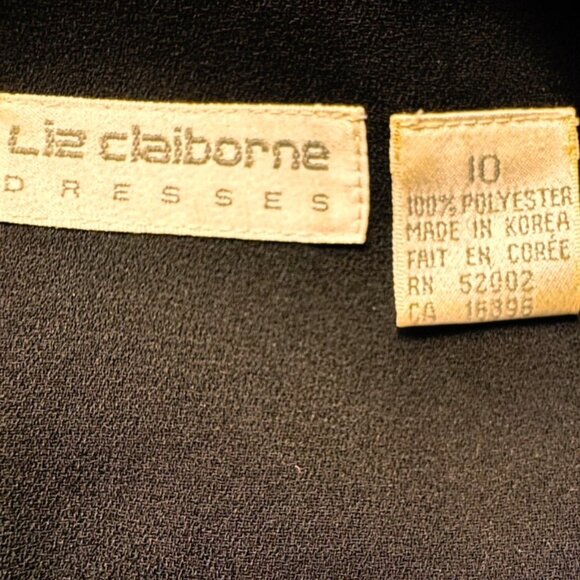 Liz Claiborne MSRP $92 Faux 2 Piece Black Dress Gold-Tone Button  V-neck Medium - Picture 3 of 6